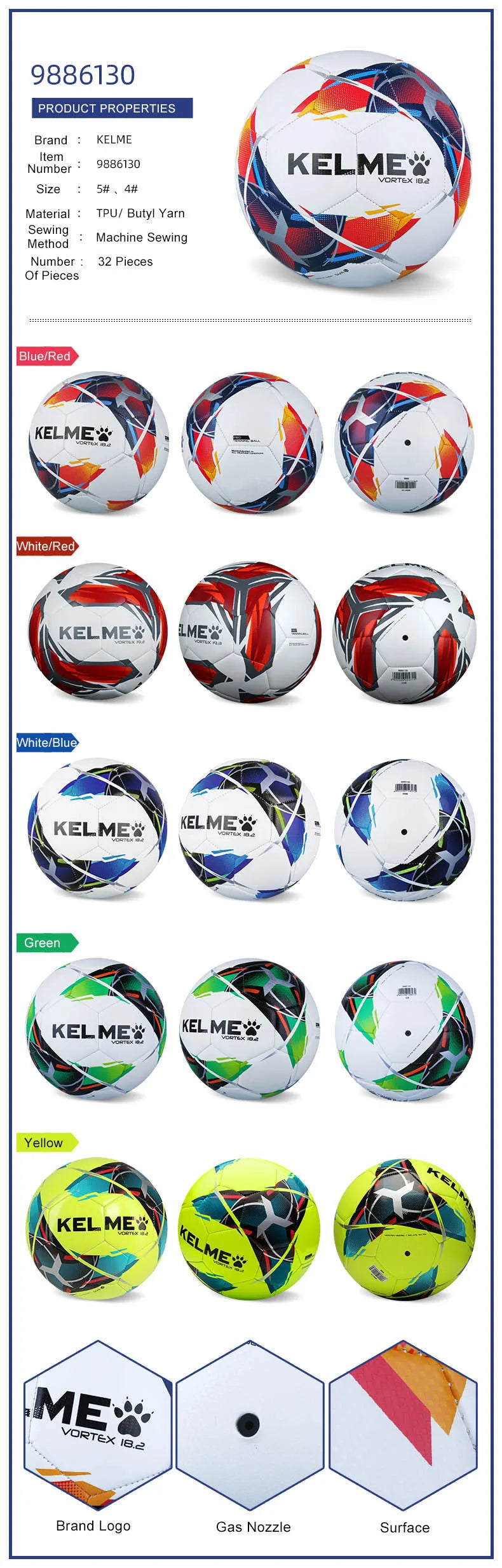 Bola de Futebol Profissional KELME TPU Tamanho 3 Tamanho 4 Tamanho 5 Vermelho Verde Gol Equipe Jogo Bolas de Treinamento Máquina de Costura 9886130.