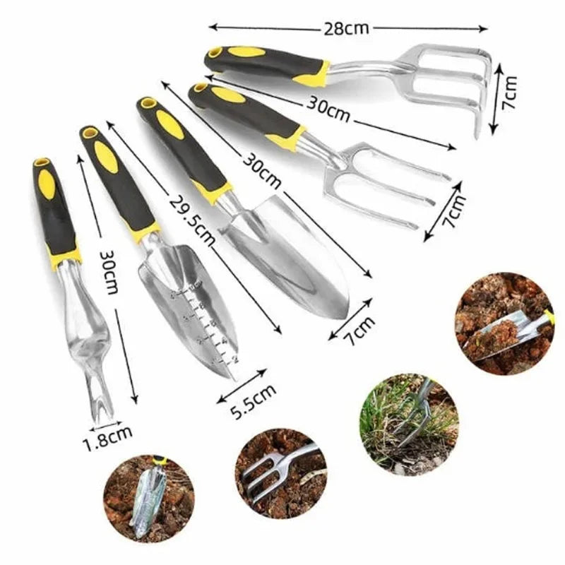 Conjunto de ferramentas de tesoura de poda de jardinagem Pá de ancinho Ferramentas de plantas domésticas Jardinagem multifuncional para afrouxar solo e transplante.