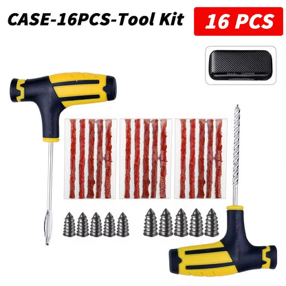 Kit de reparo de pneus de carro Ferramentas de plugue de punção Emergência de punção de pneus para tiras de pneus Kit de ferramentas de reparo de cola agitando acessórios para carros.