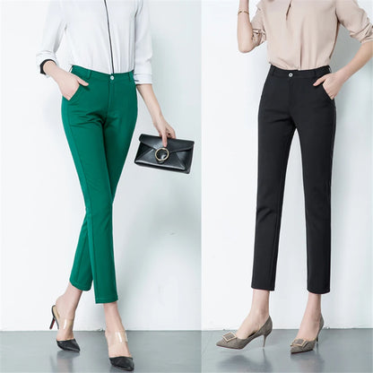 Slim Skinny High Waist Elastic Pencil Pants Overiszed 75kg Women Ankle-length Trousers Casual Spring 2024 Office Formal Pantalon