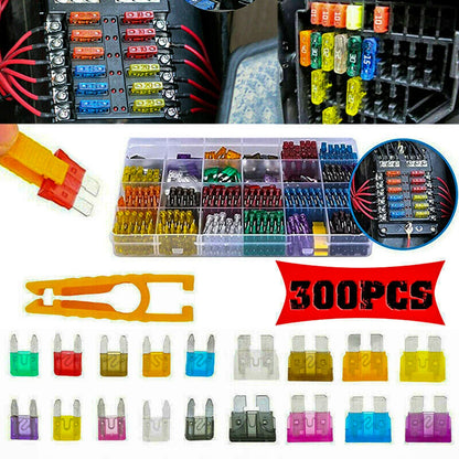 Fusível de Caminhão Automotivo, 300 Peças, Fusível de Carro 5, 7, 10, 15, 20, 25, Kit de Sortimento de 30 Lâminas para Carro, Mini Conjunto de Lâminas, Tamanho Pequeno.