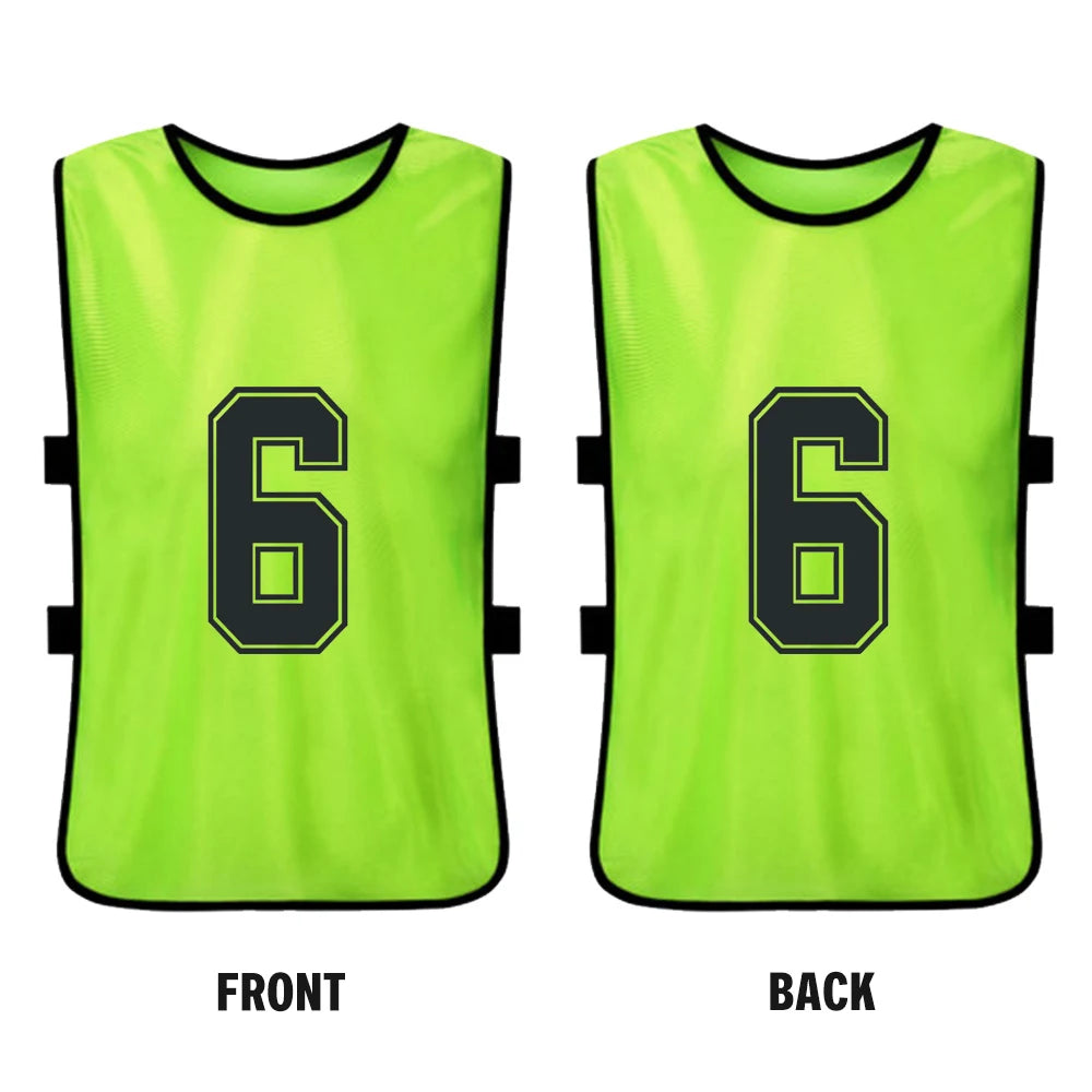 6 PCS / 2 PCS Adultos Futebol Pinnies Secagem Rápida Equipe de Futebol Jerseys Esportes Juvenis Scrimmage Equipe de Futebol Numerada Babadores Colete Esportivo.