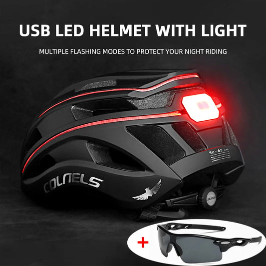 Capacete de bicicleta MTB Ride LED Luzes Capacete de bicicleta de estrada para homens e mulheres Esportes ao ar livre Pro Ciclismo Casco Bicicleta Boné de segurança.