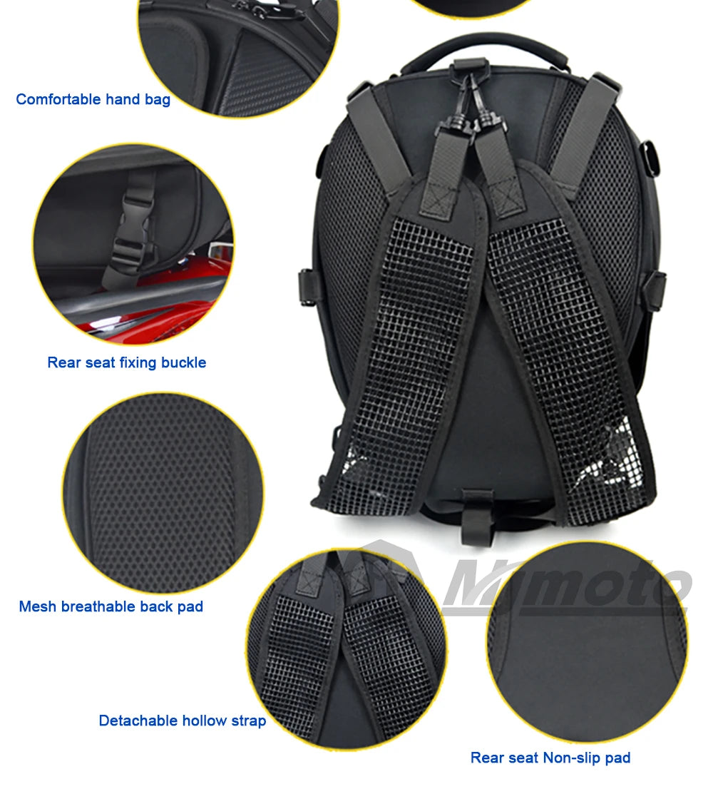 Nova bolsa traseira de motocicleta à prova d'água, multifuncional, durável, bolsa de assento traseiro de motocicleta, alta capacidade, mochila de piloto.