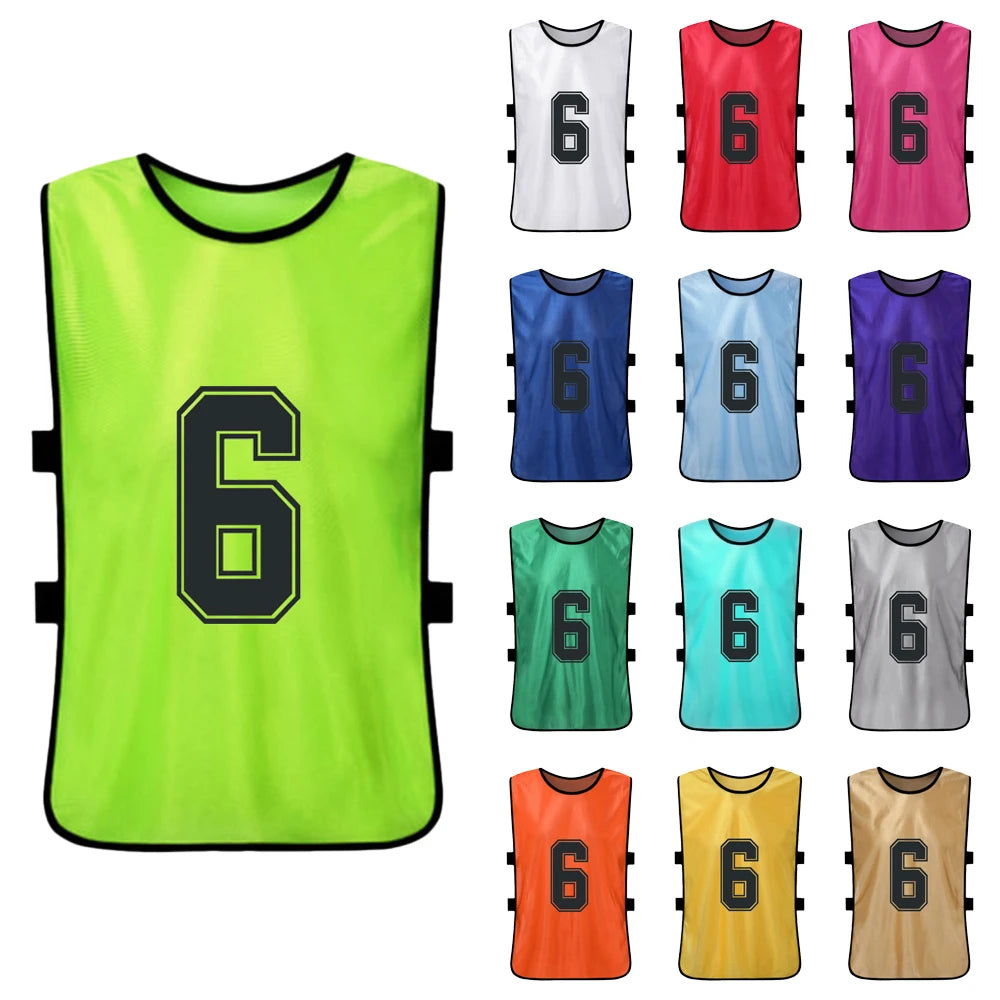 6 PCS / 2 PCS Adultos Futebol Pinnies Secagem Rápida Equipe de Futebol Jerseys Esportes Juvenis Scrimmage Equipe de Futebol Numerada Babadores Colete Esportivo.