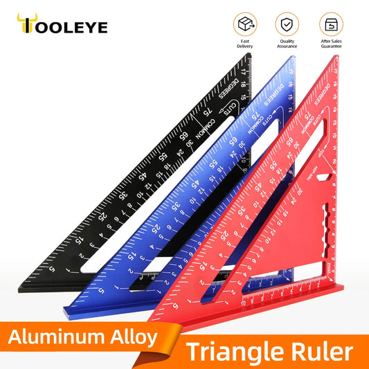 Triangle Ruler 7Inch Measurement Tool Aluminium Alloy Carpenter Set Square Angle Woodworking Tools Try Square Triangular Metric