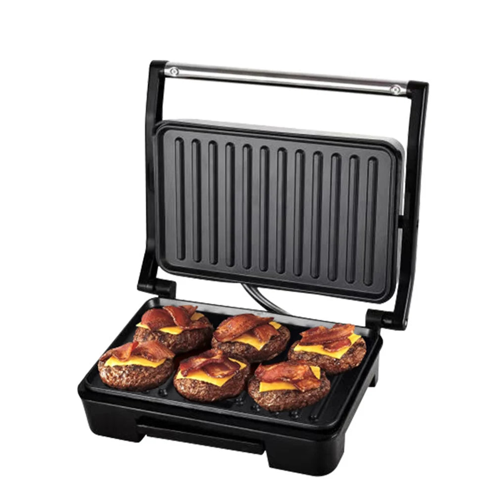 750W Casa Pequeno Assado Máquina de Bife Hambúrguer Elétrico Waffle Sanduicheira Antiaderente Superfície Grill Torradeira Máquina de Café da Manhã.