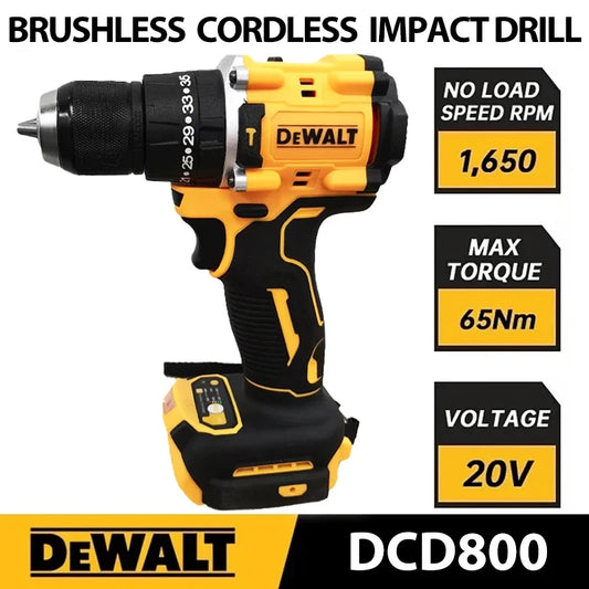 DeWalt DCD800 10MM Broca Elétrica Sem Escova Chave de Fenda Sem Fio Broca Compacta Broca Sem Fio Ferramentas Elétricas Para Dewalt 20V Bateria.