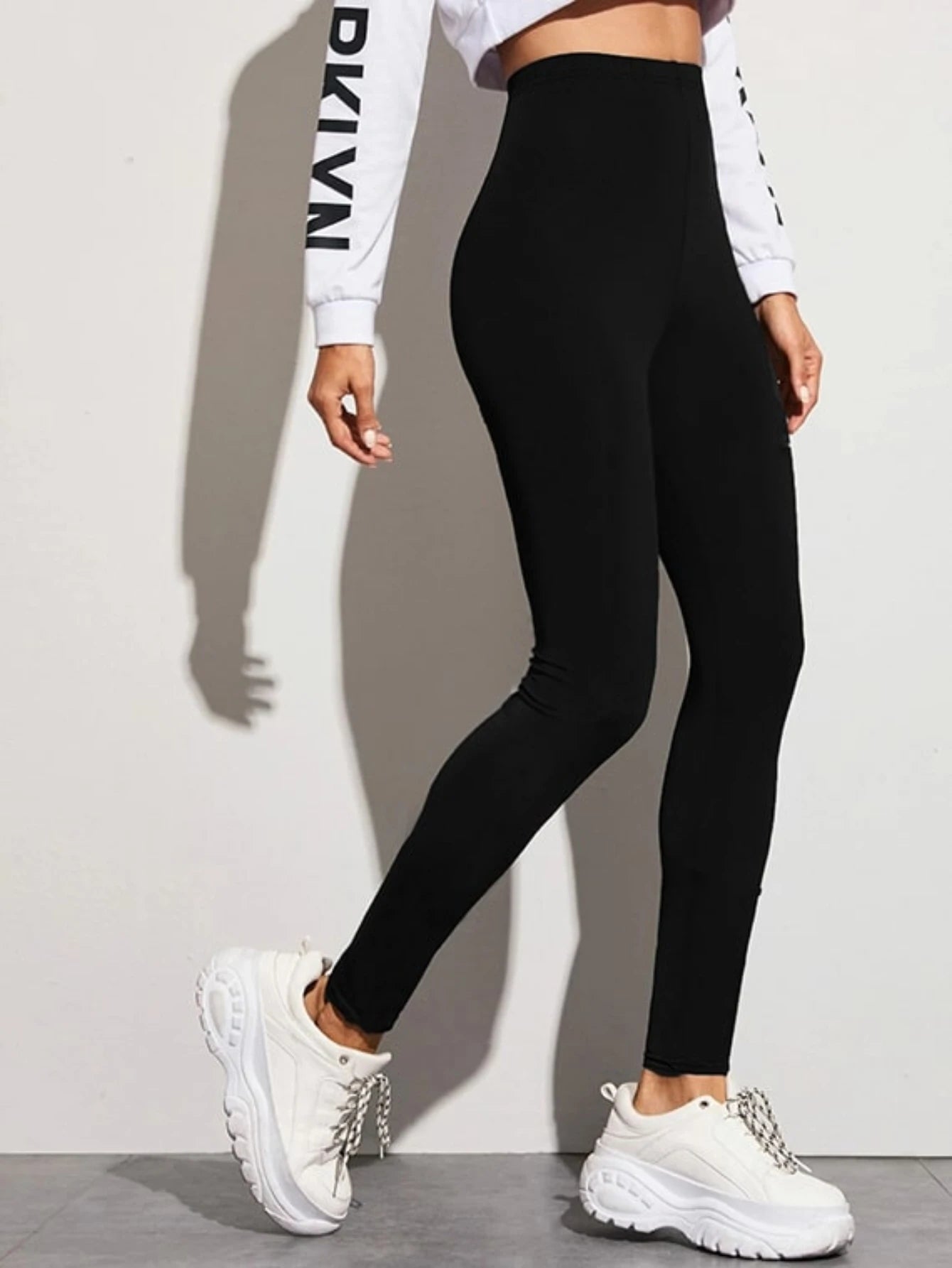 Sportswear high waisted pants sports leggings adhesive black