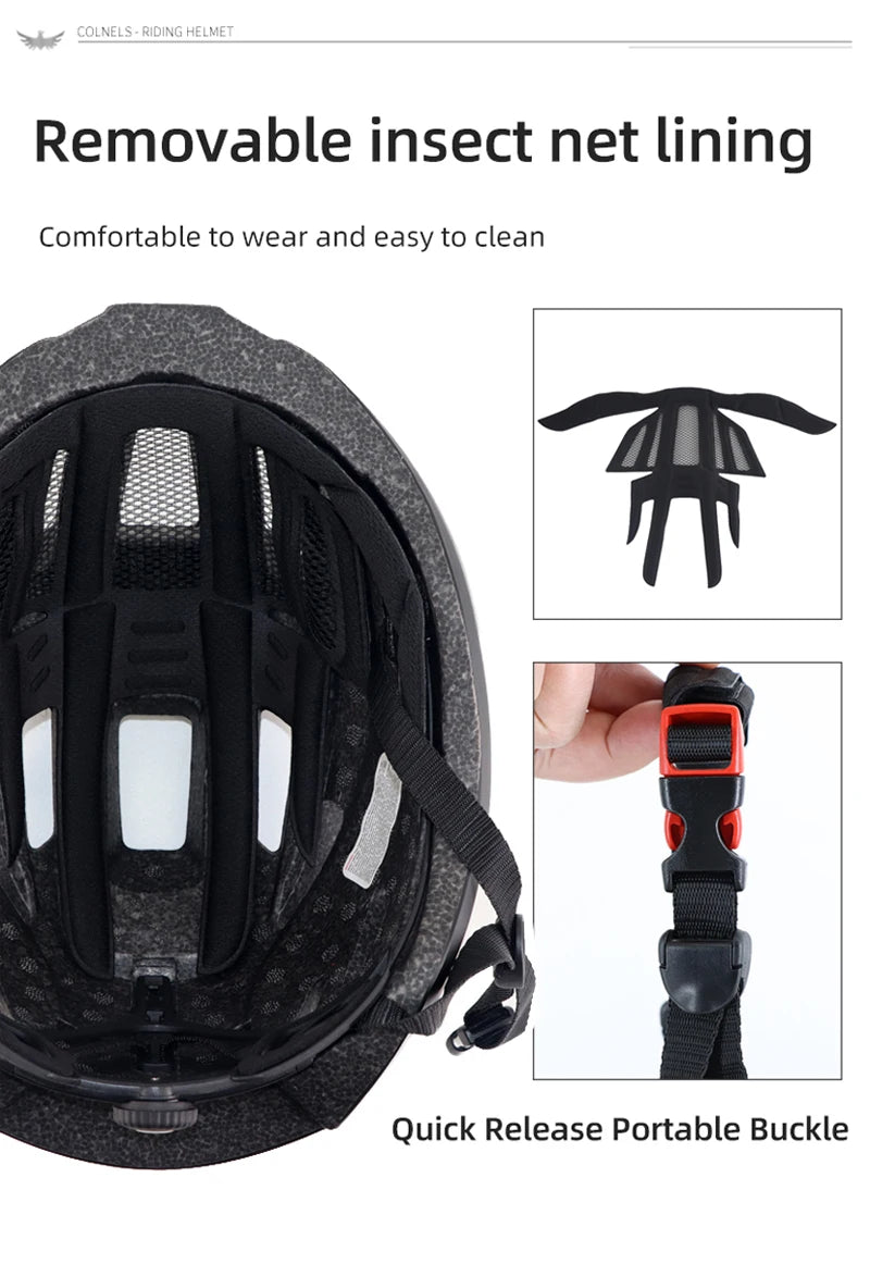 Capacete de bicicleta MTB Ride LED Luzes Capacete de bicicleta de estrada para homens e mulheres Esportes ao ar livre Pro Ciclismo Casco Bicicleta Boné de segurança.