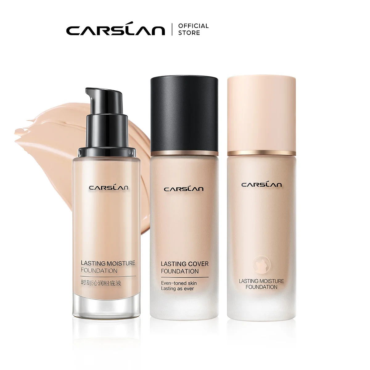 CARSLAN Umidade de Longa Duração Matte Liquid Face Foundation Cobertura Total Corretivo Clareamento Controle de Óleo Base Facial Maquiagem.