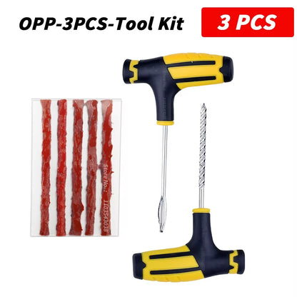 Kit de reparo de pneus de carro Ferramentas de plugue de punção Emergência de punção de pneus para tiras de pneus Kit de ferramentas de reparo de cola agitando acessórios para carros.