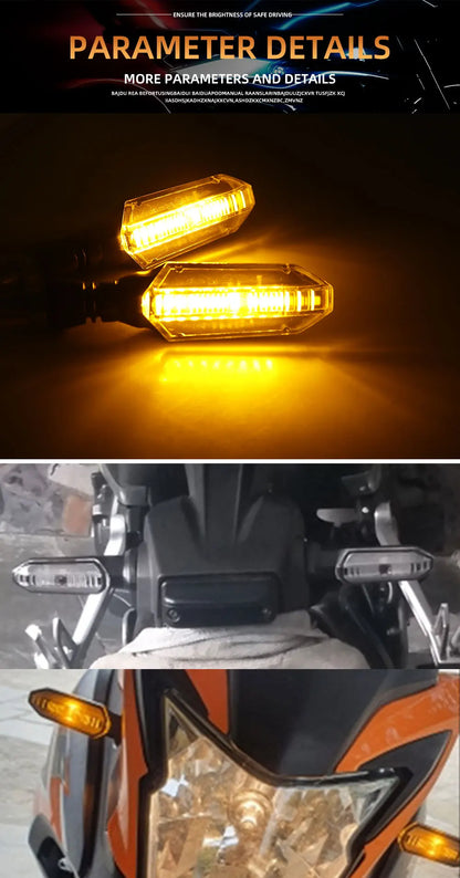 2 PCS Motocicleta Sinais Luz Traseira 12 LED Amarelo Fluindo Luz de Sinalização de Volta Pisca-pisca Moto Piscando Luzes de Direção Indicador de Parada.