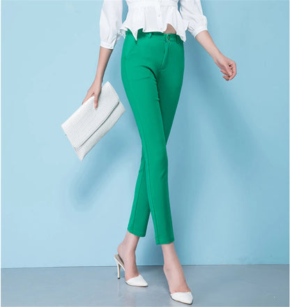 Slim Skinny High Waist Elastic Pencil Pants Overiszed 75kg Women Ankle-length Trousers Casual Spring 2024 Office Formal Pantalon