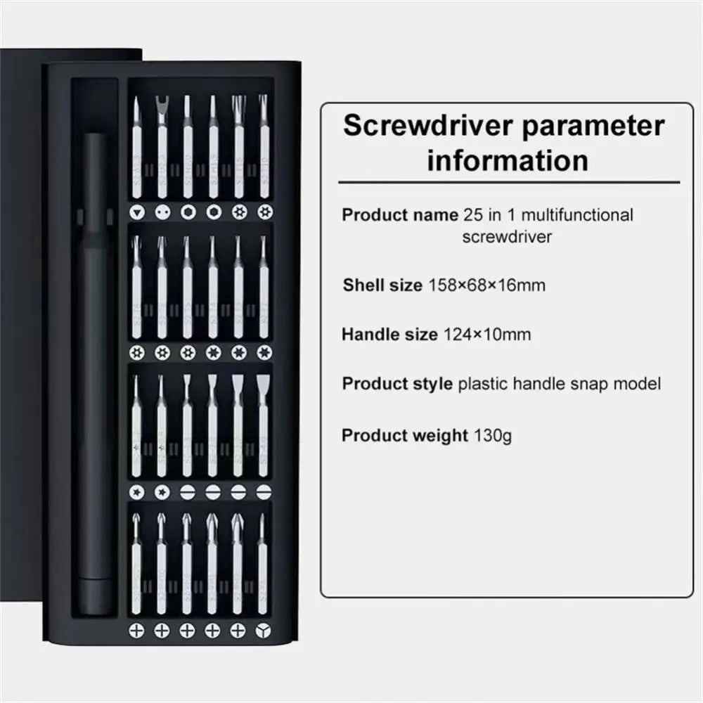 Conjunto de chave de fenda de precisão magnética 25 em 1 Mini kit de ferramentas para reparo de PC para celular Hardware profissional de reparo com bits hexagonais Torx.