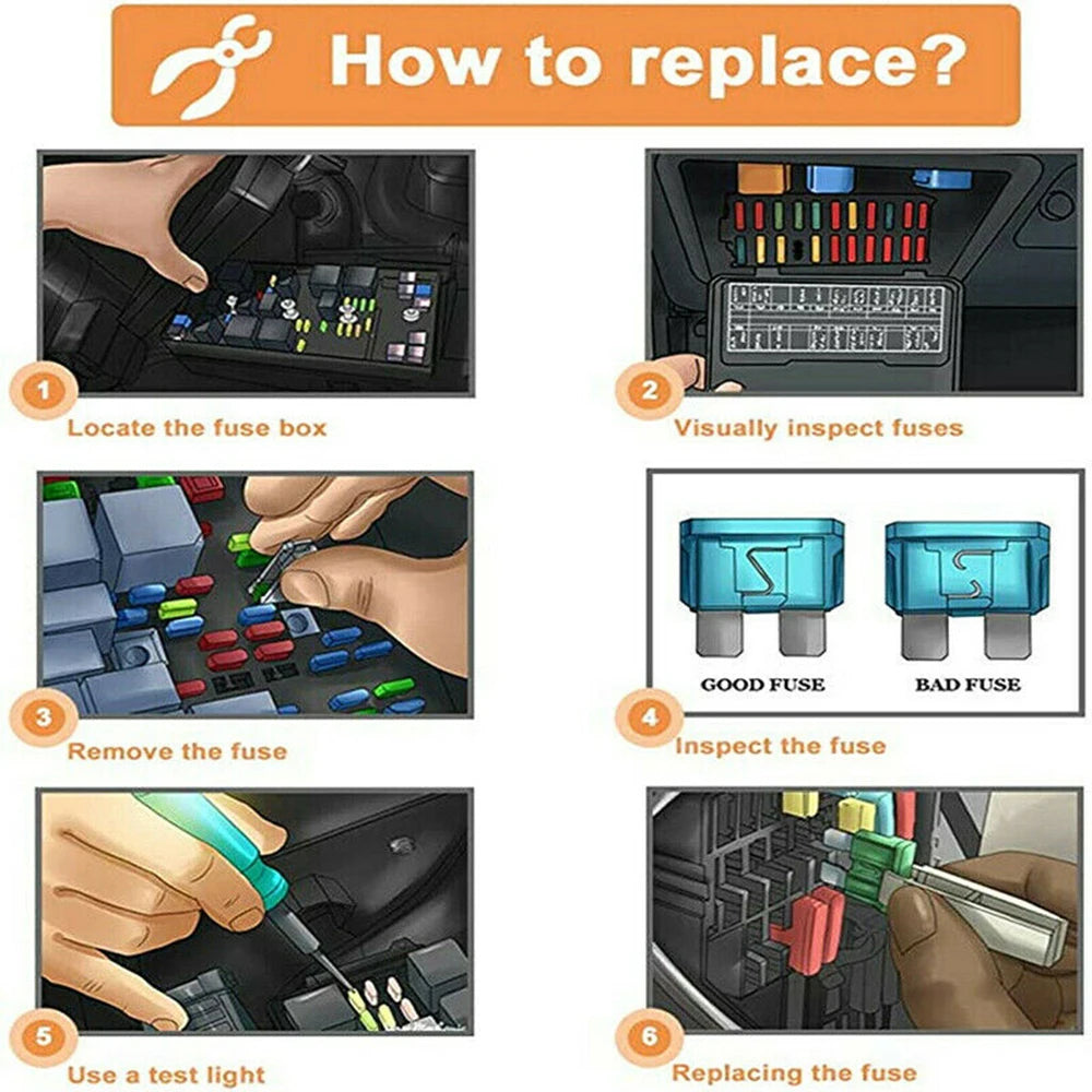Fusível de Caminhão Automotivo, 300 Peças, Fusível de Carro 5, 7, 10, 15, 20, 25, Kit de Sortimento de 30 Lâminas para Carro, Mini Conjunto de Lâminas, Tamanho Pequeno.