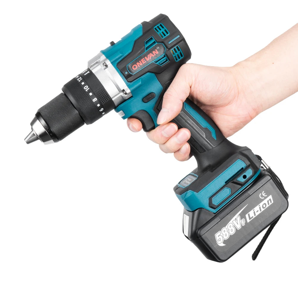 1500 W Brushless Impacto Elétrico Broca 20 + 3 Torque 3 Em 1 Chave de fenda elétrica Martelo Broca Ferramentas elétricas para Makita 18V Bateria.