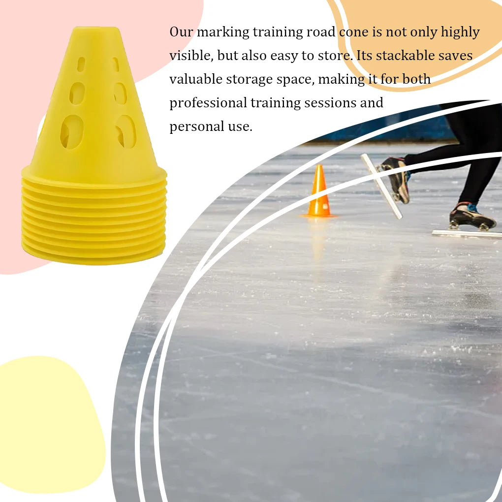 10 pcs Marcação De Treinamento Estrada Cone Roller Skating Pilhas Portátil Multifuncional Patins Roadblocks Futebol Treinamento Obstáculos Adereços