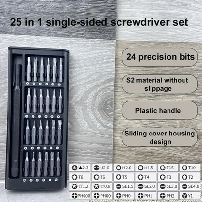 Conjunto de chave de fenda de precisão magnética 25 em 1 Mini kit de ferramentas para reparo de PC para celular Hardware profissional de reparo com bits hexagonais Torx.