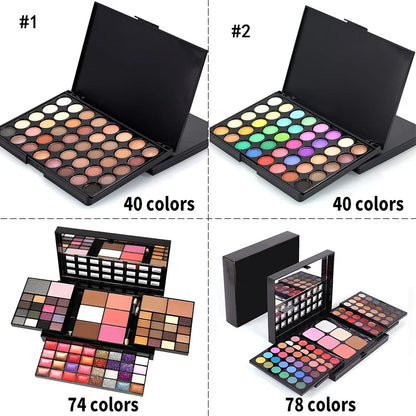 40/74/78 Cores Glitter Paleta de Sombras Matte À Prova D' Água de Longa Duração Kit de Cosméticos em Pó Compacto Moda Feminina Ferramentas de Maquiagem.