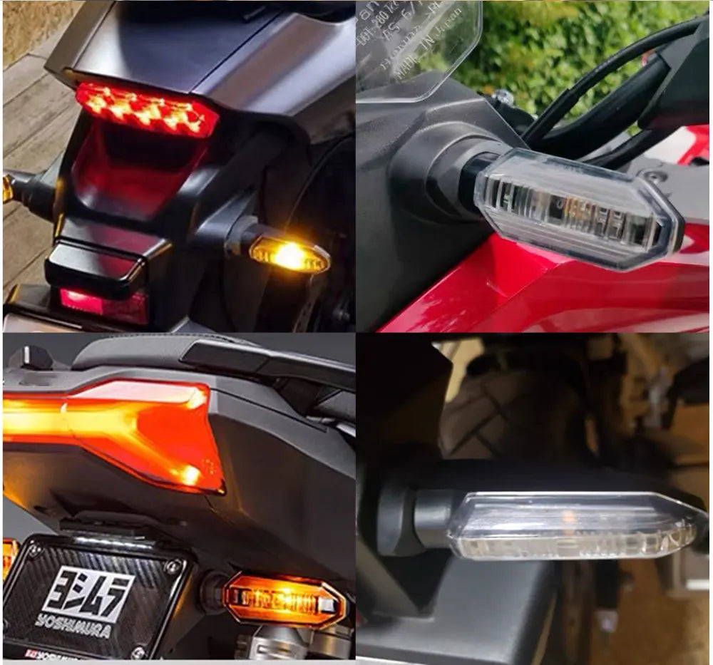 2 PCS Motocicleta Sinais Luz Traseira 12 LED Amarelo Fluindo Luz de Sinalização de Volta Pisca-pisca Moto Piscando Luzes de Direção Indicador de Parada.